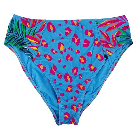 Tabitha Brown x Target Bright Blue Leopard Bikini Bottoms High Waisted Size XL - Picture 2 of 5